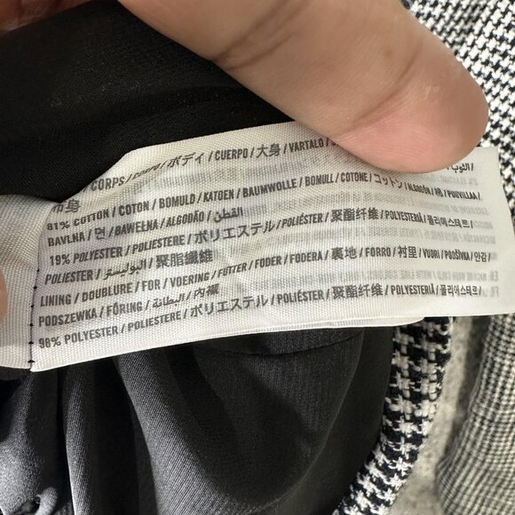 Abercrombie & Fitch Blazer Womens Large Black White Houndstooth Tweed Longline - Picture 6 of 7